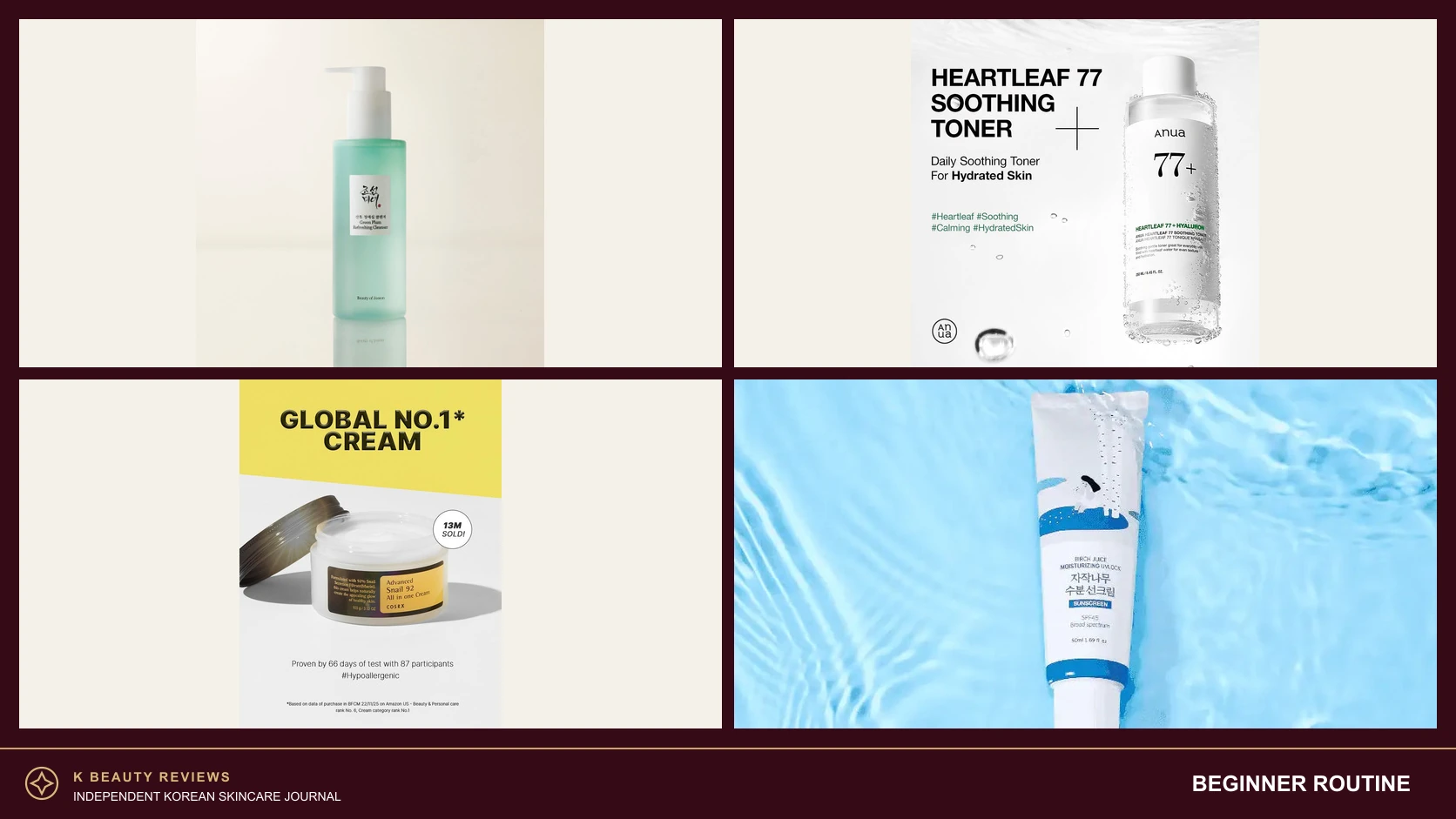 Productos coreanos de limpieza, tratamiento, hidratación y protección solar para una rutina básica